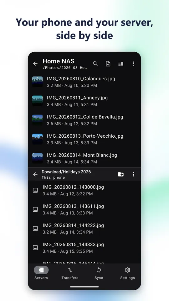 Your phone and your server, side by side