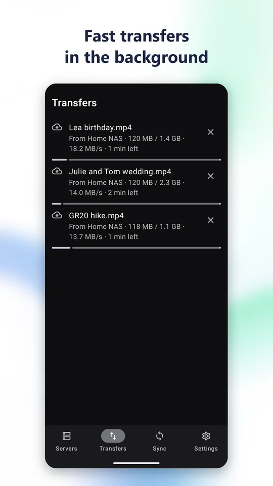 Fast transfers in the background